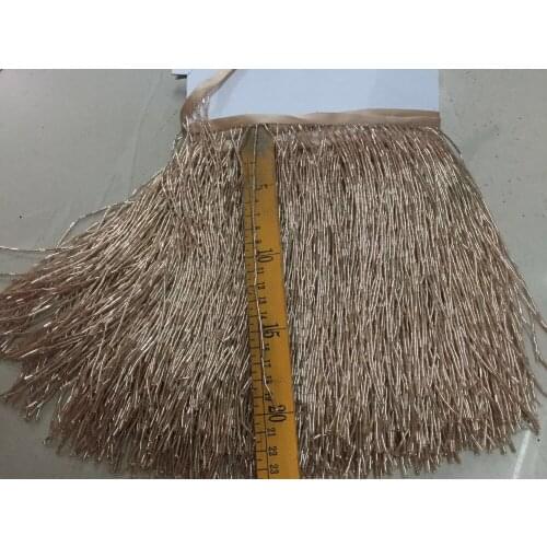 Stock tassel lace stock 5yards/bag ym217# 20cm Rose Gold Straight tube Tassels for sawing dress Free shipping