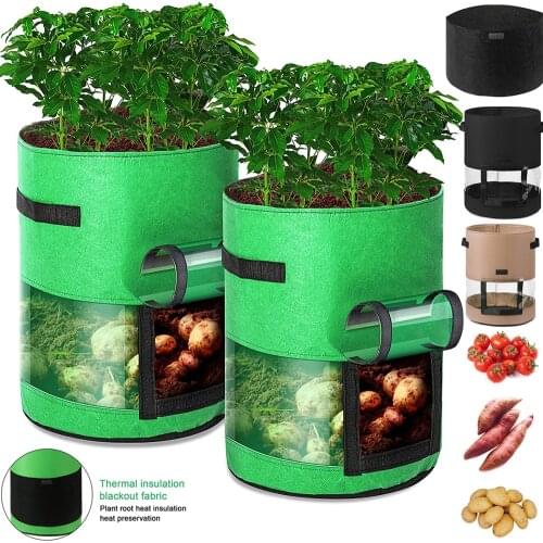 Potato Grow Bags 7/10 Gallon Plant Grow Bags with Visualization Area Flap Fabric Garden Growing Planter Bags for Planting