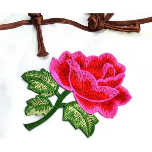 Embroidered Rose Flowers Applique Sewing Patch Clothes Stickers parches para la ropa Garment DIY Apparel Accessories
