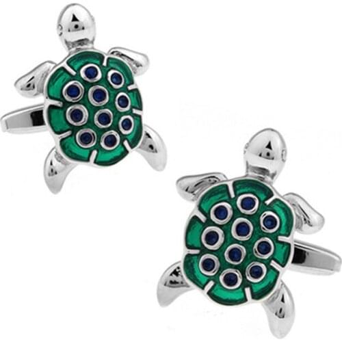 High-grade Animal Series Cufflinks Mens Jewelry Gifts Personality Three-dimensional Hollow Green Turtle French Shirt Cuff Links