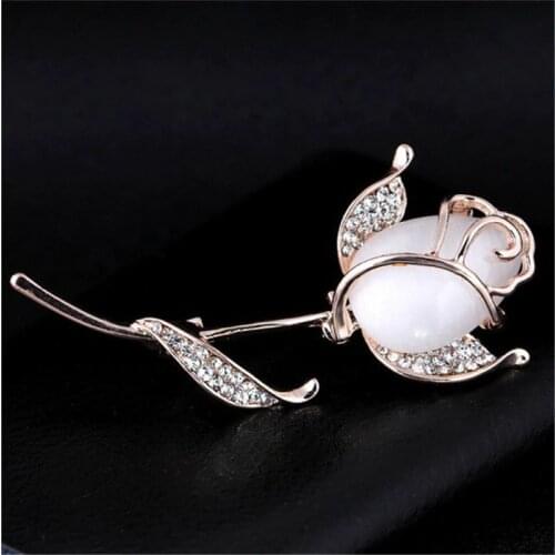 Large Flower Brooches Opal Stone Rose Brooch For Women Winter Suit Pins Fashion Clothing Wedding Jewelry Accesorios Gifts