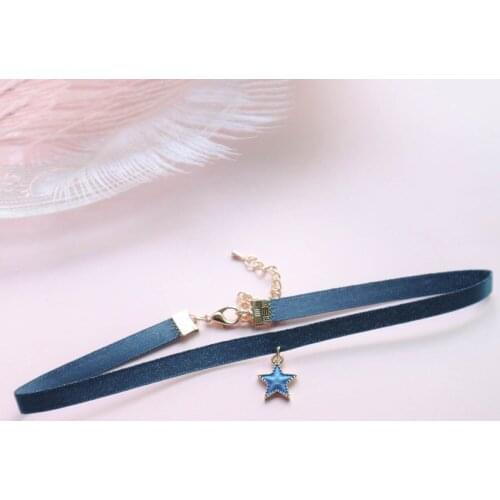 Korean Style Star Choker Necklace for Women Fashion Harajuku Flower Velvet Lace Necklaces Short Clavicle Neck Jewelry Gifts FS55
