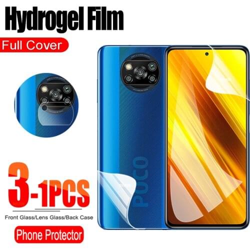 1-3Pcs Full Cover Screen Protector Front Back Soft Hydrogel Film Not Glass Camera Lens Protective Film For Xiaomi Poco X3 NFC