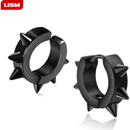 1 Pieces Punk Mens Six thorn titanium steel ear clip Non Piercing Earrings Taper Hoop Spike Earrings
