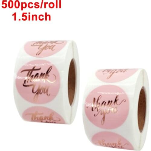 100/300/500 pcs Pink Thank You Stickers 1.5inch Decor Seal Labels Gift Packing Thank You Paper Stickers For Wedding Handmade DIY