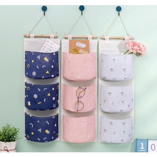3 Grid Wall Hanging Storage Bag Cloth Sundries Bathroom Organizer Toy Container Decor Pocket Save Space Home Storage 2021 Closet