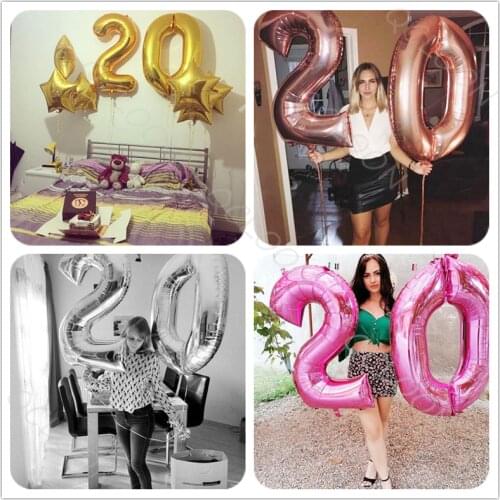 32inch Number Balloon Gold Silver Giant Foil Kids 18 21 30 Birthday Party Anniversary Party Digital Helium