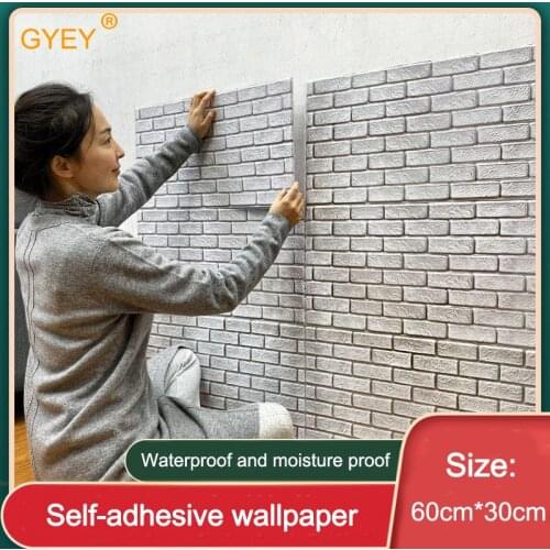 3D Wall Stickers PVC Self-adhesive Brick Pattern Background Wall TV Wallpaper Wallpaper Retaining Wall Bathroom Waterproof