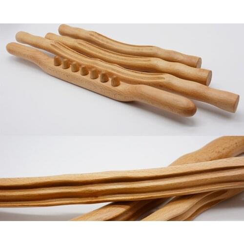 4Pcs Scraping Stick Beech Wood Back Shoulder Neck Waist Leg Massage Tools Fat Burner Meridian Brush Slim Cellulite Massager