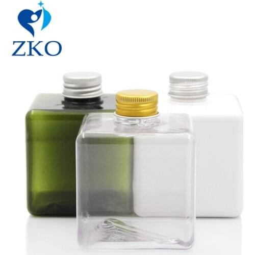 5pcs 250ml Square Multicolor PETG Discharge Makeup Water Bottle with Silver/Golden Aluminum Cap Refillable Dispensing Bottle