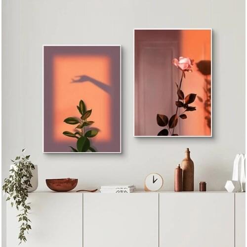 Abstract Wall Art Golden Flowers Figure Shadow Posters and Prints Canvas Paintings for Living Room Bedroom Corridor Decoration