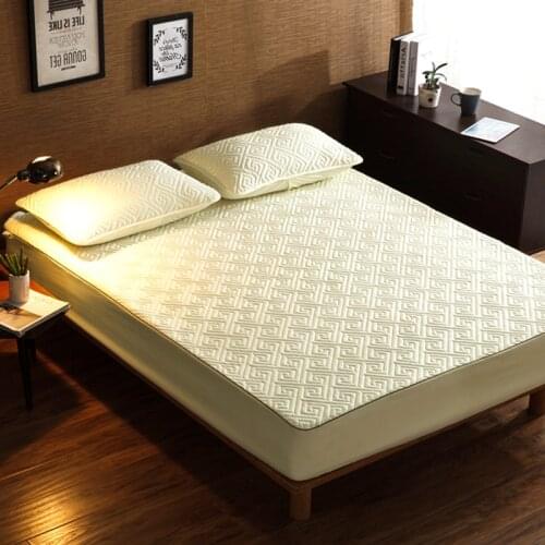 ADOREHOUSE Solid Color Embossed Quilted Mattress Protector 160X200 Mattress Topper Anti-mite Non-slip Bed Cover 4 Colors
