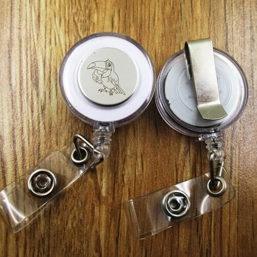 Toucan ID Badge Reel gift for him/her friend family retractable recoil id badge holder work fun