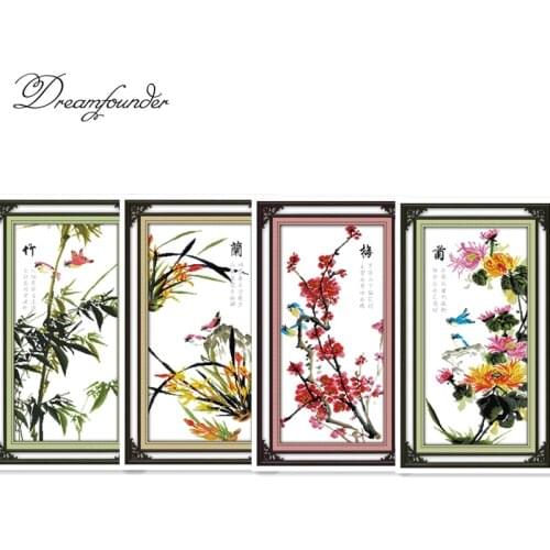 Plum flower(2) cross stitch kit aida 14ct 11ct count printed canvas stitches embroidery DIY handmade needlework