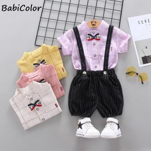 Baby Summer Cartoon Clothing Boy Clothing Sets Infants Newborn Boy Clothes Shorts Sleeve Tops Overalls 0-24M Boys Outfits
