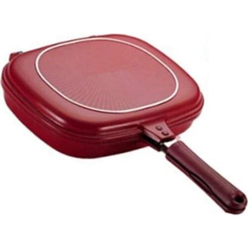 28cm Double Side Grill Fry Pan Cookware Stainless Steel Double Face Pan Steak Fry Pan Kitchen Accessories Cooking Tool-30