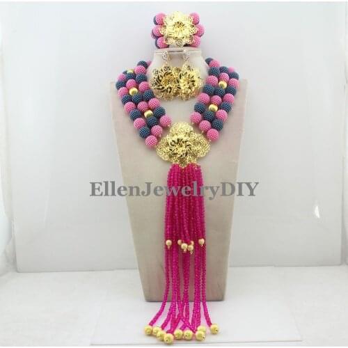 Amazing Statement Necklace African Beads Jewelry Set For Women Gift Jewelry Necklace Set Crystal Beads Free Shipping W12330