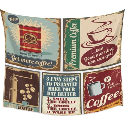 Coffee Poster Wall Tapestry Cover Beach Towel Picnic Yoga Mat Home Decoration