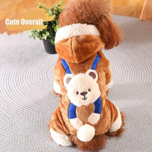 Fur Hat Dog Jumpsuit Clothes Winter Cute Ball Pet Hoodie Outfit Chihuahua Shih Tzu Warm Pet Coat Supplies XS XL Drop Shipping