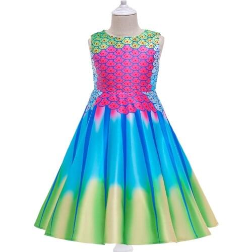 Fashion Girls Princess Dress Halloween Party Cosplay Costume PrintingFlower Girl Wedding Dress Kids Birthday Gift Mermaid Dress