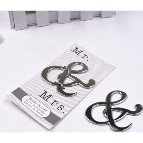 "Mr. and Mrs." Ampersand Bottle Opener Favor For Party Supplies Silver Wedding Gift For Guest JF