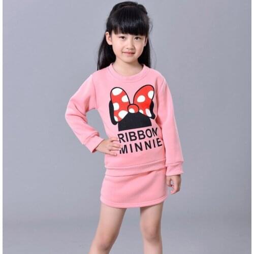 2015 Spring&Autumn new cotton girls sweater suit Long sleeve + skirt two-piece childrens clothing set girls clothes 2-7 years