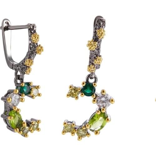 New Arrival Black&Gold Color Fashion Drop Earrings for Women Made with Cubic Zirconia Earrings Lead Free