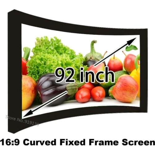 Wholesale Retail Digital 3D Projector Screen 92 Inch View Size 114x223cm Curved Fixed Frame Projection Screens 1080P Show