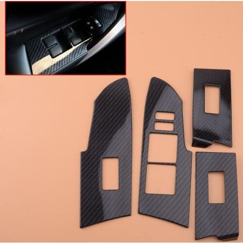 Beler 4Pcs Carbon Fiber Style ABS Car Window Lift Switch Panel Cover Trim Fit for Toyota Corolla 2014 2015 2016 2017 2018