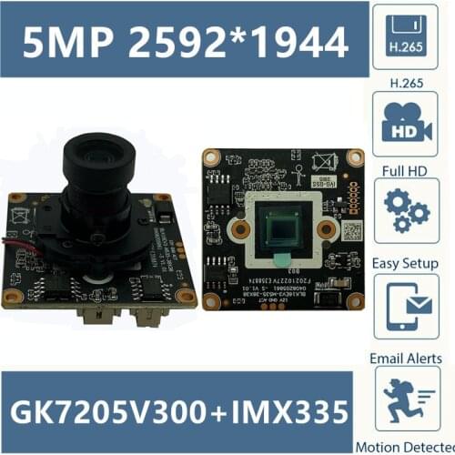 Panorama 3516E+Sony IMX335 5MP 2592*1944 IP Camera Module Board with Lens H.265 Low Illumination 38*38 CMOS Onvif CMS XMEYE