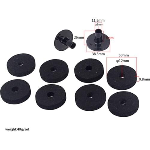 8pcs Drum Cymbal Stand Felt Washer + 2pcs Cymbal Sleeves Accessory Replacement Percussion Instrument Kit Parts