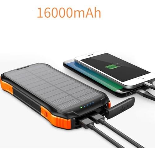 16000mAh Solar Powerbank Portable Charger Battery Dual USB Type C Poverbank for iPhone 11 pro X Samsung Xiaomi Phone Power Bank