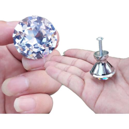 2Pcs/set 25/30/40mm Diamond Crystal Design Zinc Alloy Knobs Cupboard Drawer Pull Kitchen Cabinet Door Wardrobe Handles Hardware
