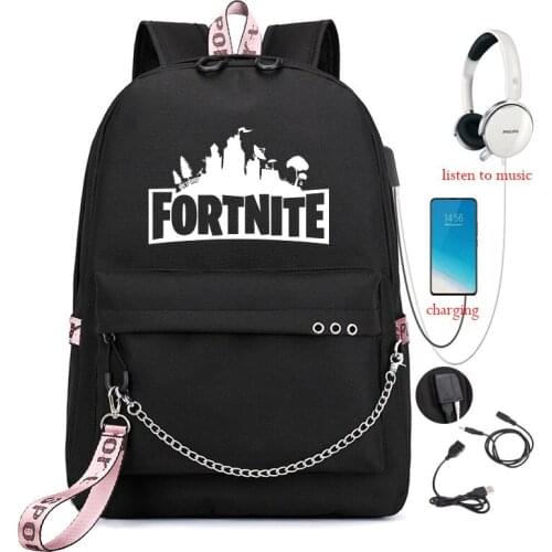Fortnite Backpack Men Women with USB Charging Port School Bags For Boys Games Laptop Backpack Teens Travel Mochilas