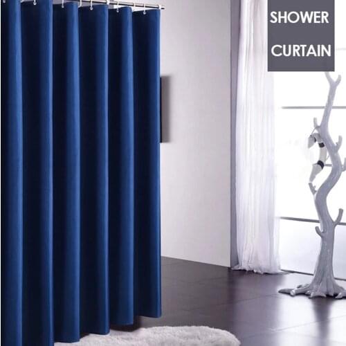Blue Shower Curtains Solid Color Bathroom Curtain Polyester Fabric Thicken Waterproof Mildewproof Partition Bath Curtain