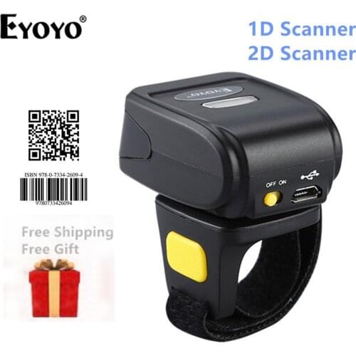 EYOYO MJ-R30 Scanner Bluetooth Ring Wireless Mini Finger Barcode Reader 1D Barcode Scanner Android IOS Windows 2D Scanner
