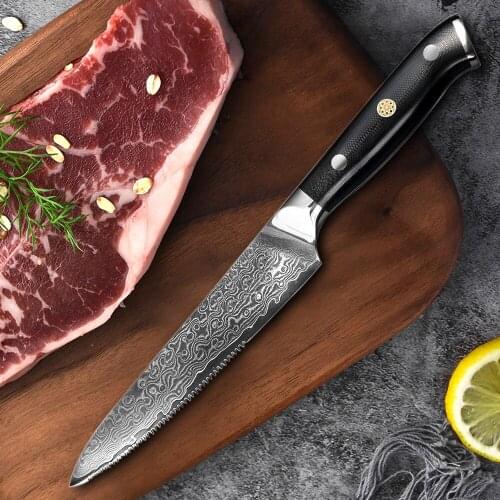 NANHAIONE 67 Layers Damascus Steel Dinner Knife G10 Handle Table Kinves Steak Knives Flatware Handmade Box Christmas Gift CL006