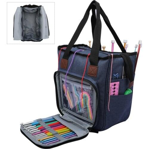 Knitting Bag Portable Yarn Tote Storage Bag for Wool Crochet Hooks Knitting Needles Sewing Supplies Set DIY Household Organizer