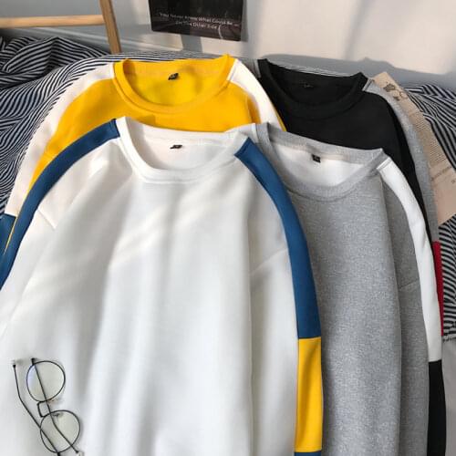 Patchwork Harajuku Sweatshirts Men 2021 Brand Fashion 6 Color Hoodie Mens Casual O-Neck Spring Autumn Sweatshirt for Men