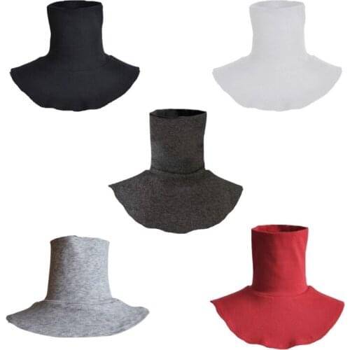 Women Men Simple Solid Color Dickey False Fake Collar Turtleneck Detachable Cotton Half Top High Neck Cover Loop Scarf