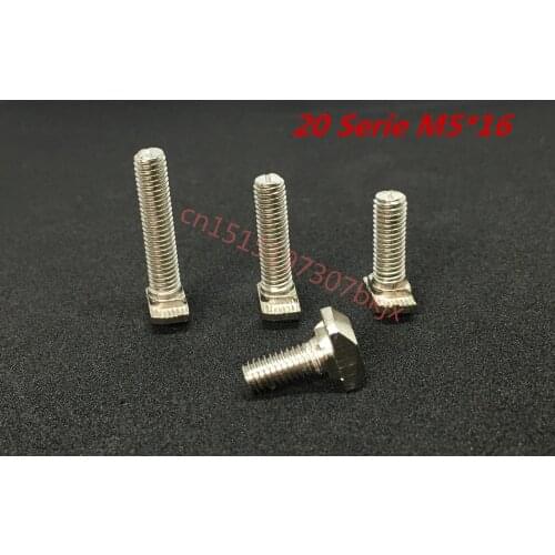 10pcs/lot M5*16 Hammer Head T Bolt Aluminum Connectors T Head Screws 2020 Aluminum Profile Nut