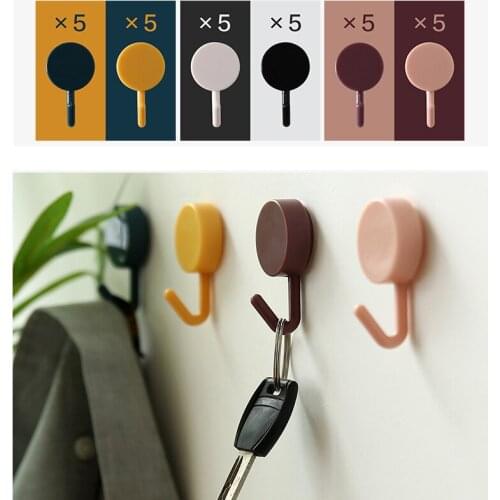 10Pcs Wall Hanging Hook Rack Cute Creative Sticker Hook Free Punch Wall Sticker Seamless Hook Key Placement Classification