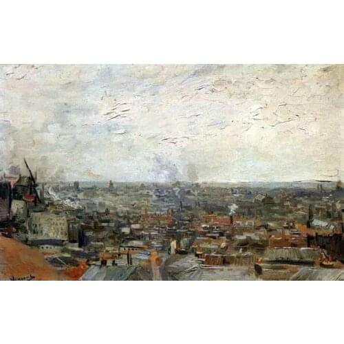1886 Montmartre Paris View Vincent Van Gogh Oil Painting Art Collection Retro Vintage Poster Canvas Wall Sticker Home Decor