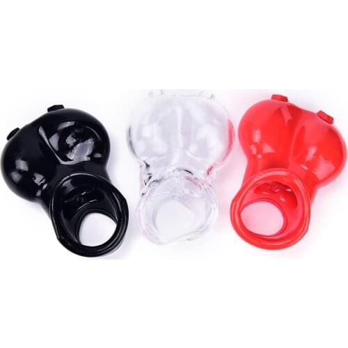 2Styles Male Scrotum Squeeze Ring Ball Stretcher Enhancer Penis Sleeve Scrotum Pouch Time Delay Cock Ring Chastity Cage Hot Sale