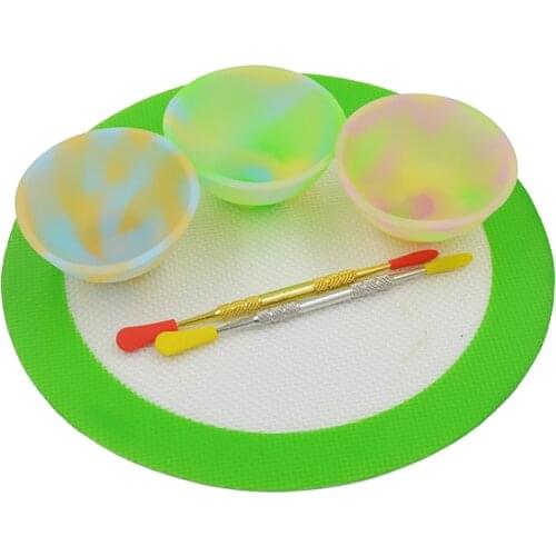 3pcs Slick oil Silicone butane oil concentrate Pinch Bowl Dab wax container jar+2pc Bho Dabber Carving tool+Silicone Baking Mat