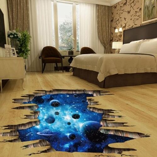3D Cosmic Space Fooor Wall Stickers For Kids Rooms Nursery Children Bedroom Home Decoration PVC Materia Fooor Murals
