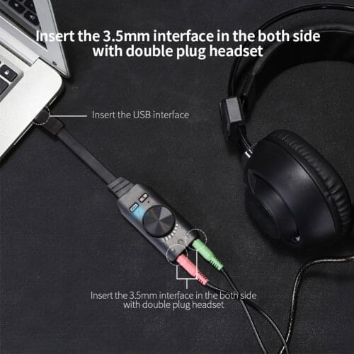 ALLOYSEED GS3 7.1Channel USB Sound Card Converter Adapter External Volume USB Audio 3.5mm Headset Stereo for PC Notebook Desktop