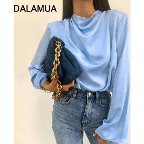 Женские атласные рубашки DALAMUA China At AliExpress
