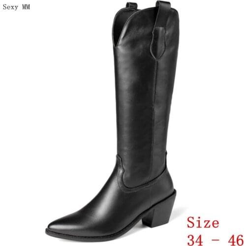 Spring Autumn Women Knee High Boots Woman High Heel Long Boots Botas Small Plus Size 34 - 46