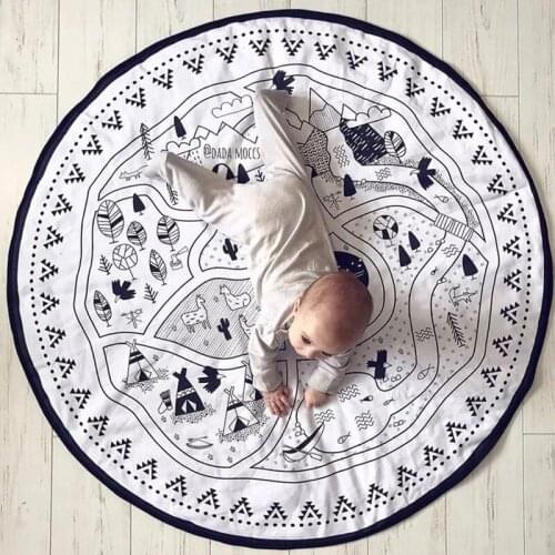 Baby Play Mat DIY Graffiti Toys Canvas Round Organizer Tool Kids Game Mat Nursery Rug Carpet Room Decor Toy Portable Storage